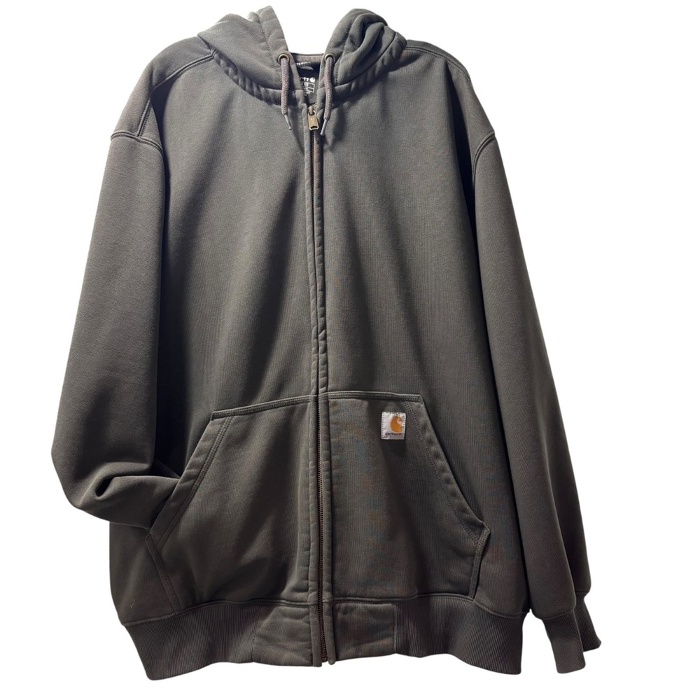Carhartt olive Green Loose Fit Rain Defender Full-Zip Hoodie size 2XL